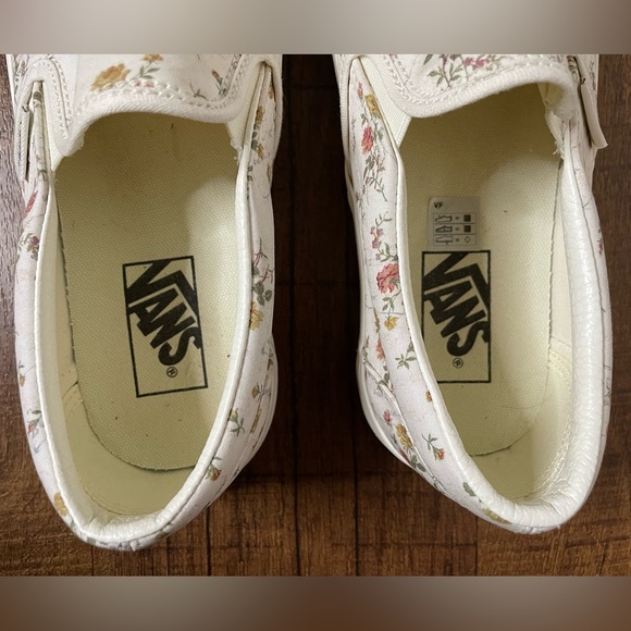 Vans Women Size 9 Men 7.5 Classic Slip On Floral Marshmallow Canvas Shoes EUC - Picture 3 of 8